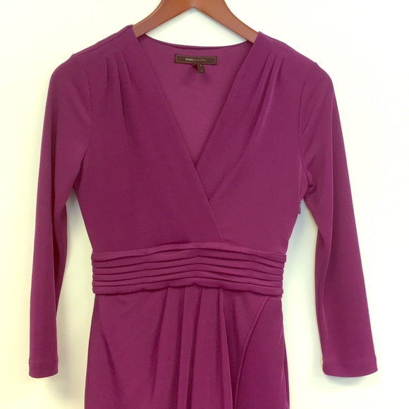 BCBGMaxAzria Magenta Dress Sz S 3/4 sleeves - Picture 3 of 5